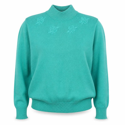 Womens UK Size 10 Poppy Green Pullover Jumper