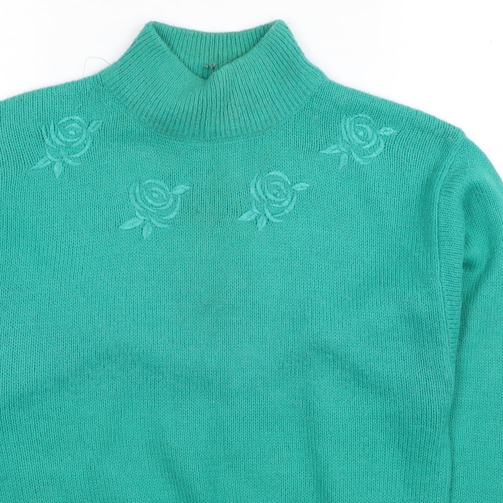 Womens UK Size 10 Poppy Green Pullover Jumper
