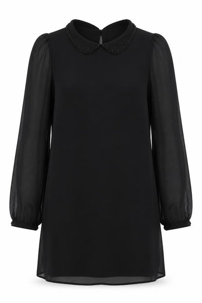 NEXT Womens Black Polyester Shift Size 10 Collared Button