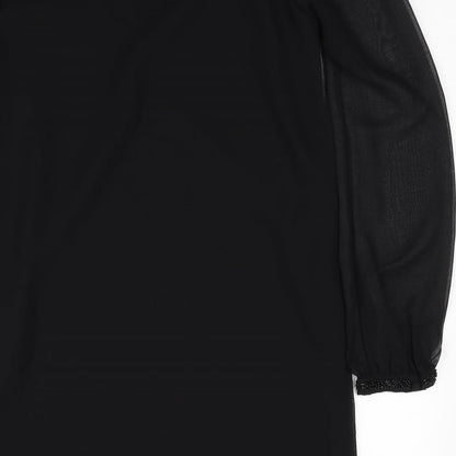 NEXT Womens Black Polyester Shift Size 10 Collared Button