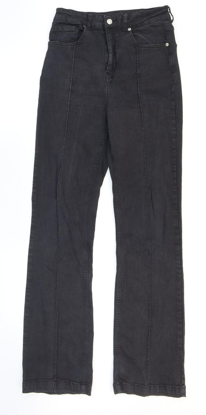 Topshop Womens Black Cotton Bootcut Jeans Size 28 in L32 in Regular Zip
