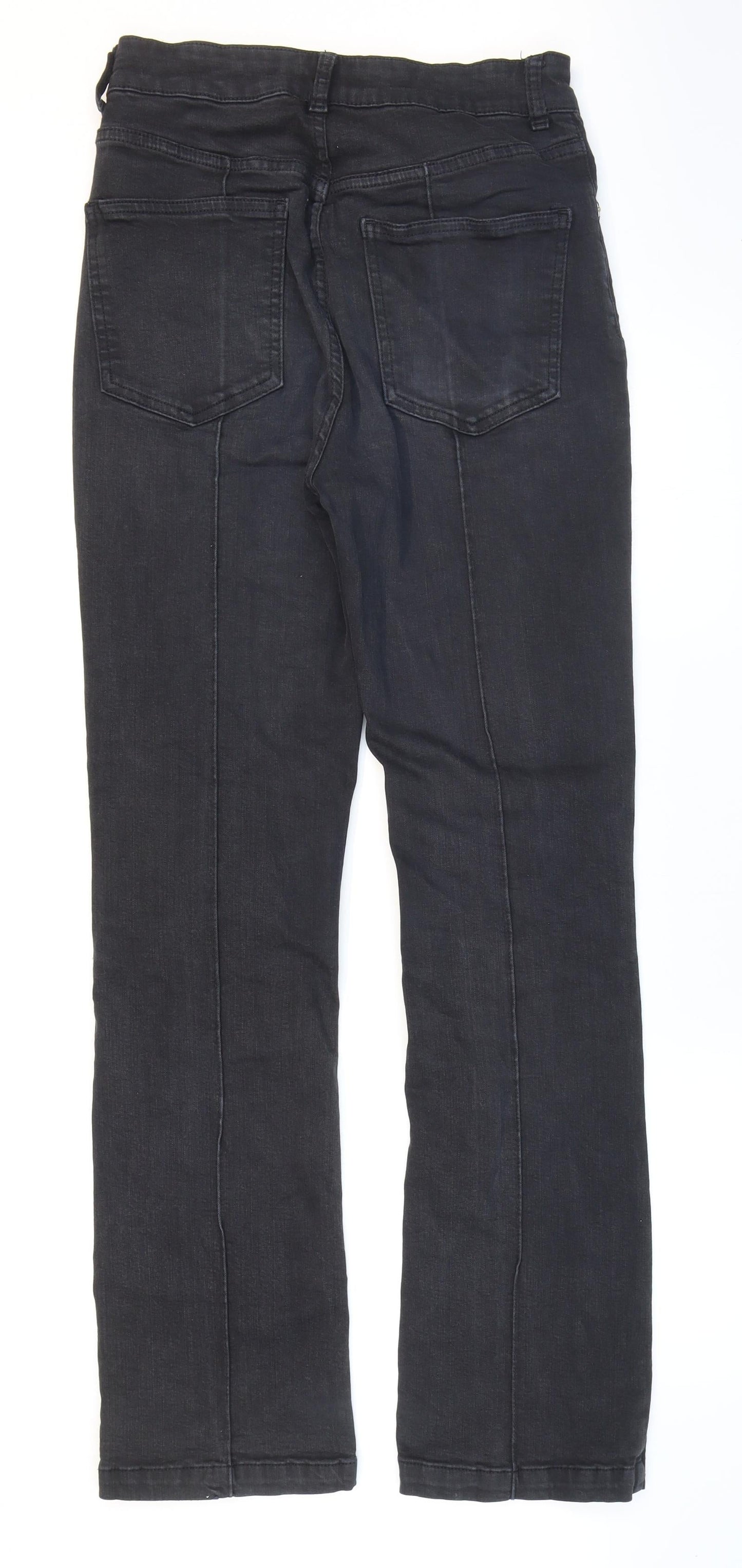 Topshop Womens Black Cotton Bootcut Jeans Size 28 in L32 in Regular Zip