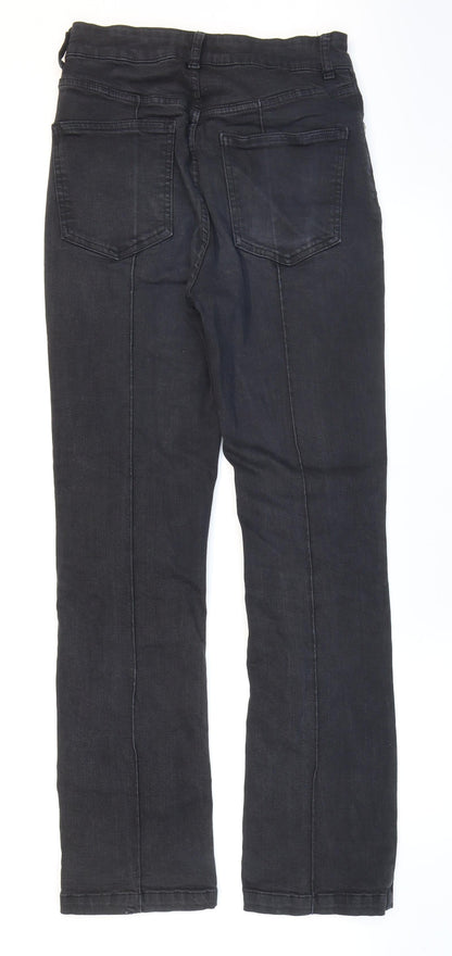 Topshop Womens Black Cotton Bootcut Jeans Size 28 in L32 in Regular Zip
