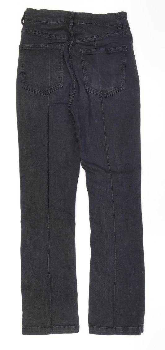 Topshop Womens Black Cotton Bootcut Jeans Size 28 in L32 in Regular Zip