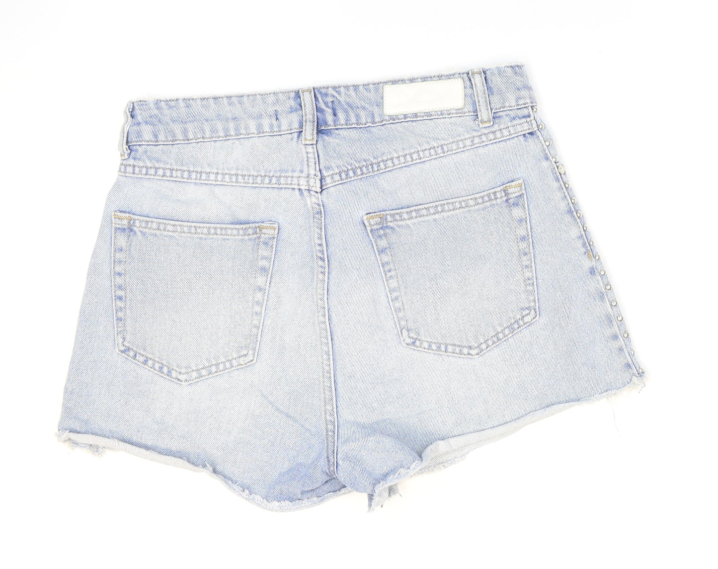 Bolongaro Trevor Womens Blue Cotton Hot Pants Shorts Size 27 in Regular Zip - Distressed Look