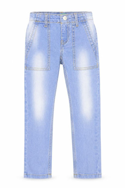 United Colours of Benetton Boys Blue Cotton Skinny Jeans Size XS Regular Button - Washed look 17in inside leg