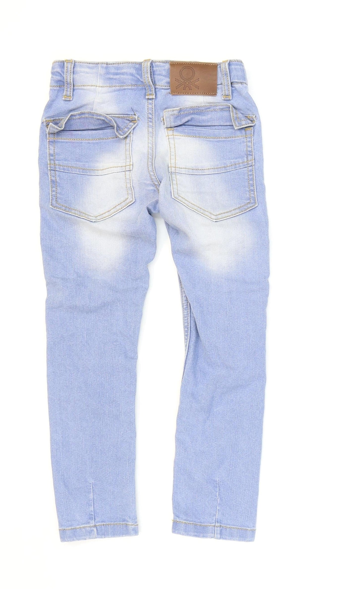 United Colours of Benetton Boys Blue Cotton Skinny Jeans Size XS Regular Button - Washed look 17in inside leg