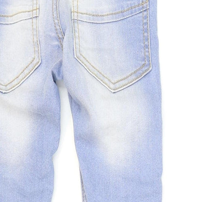 United Colours of Benetton Boys Blue Cotton Skinny Jeans Size XS Regular Button - Washed look 17in inside leg