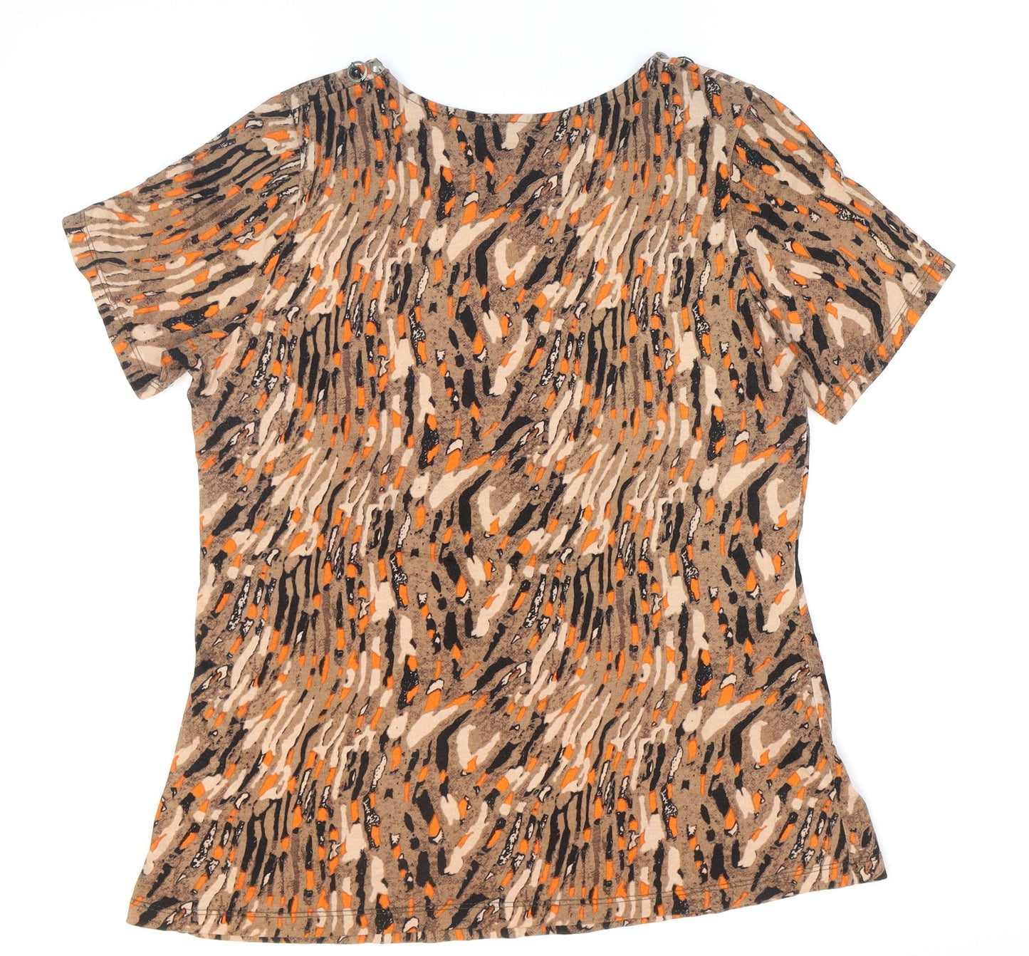 Womens UK Size 14 Isle Brown Basic T-Shirt