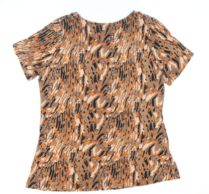 Womens UK Size 14 Isle Brown Basic T-Shirt