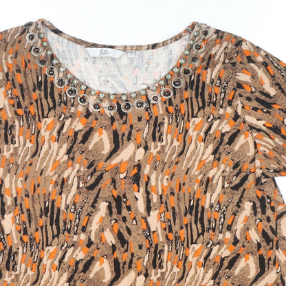 Womens UK Size 14 Isle Brown Basic T-Shirt