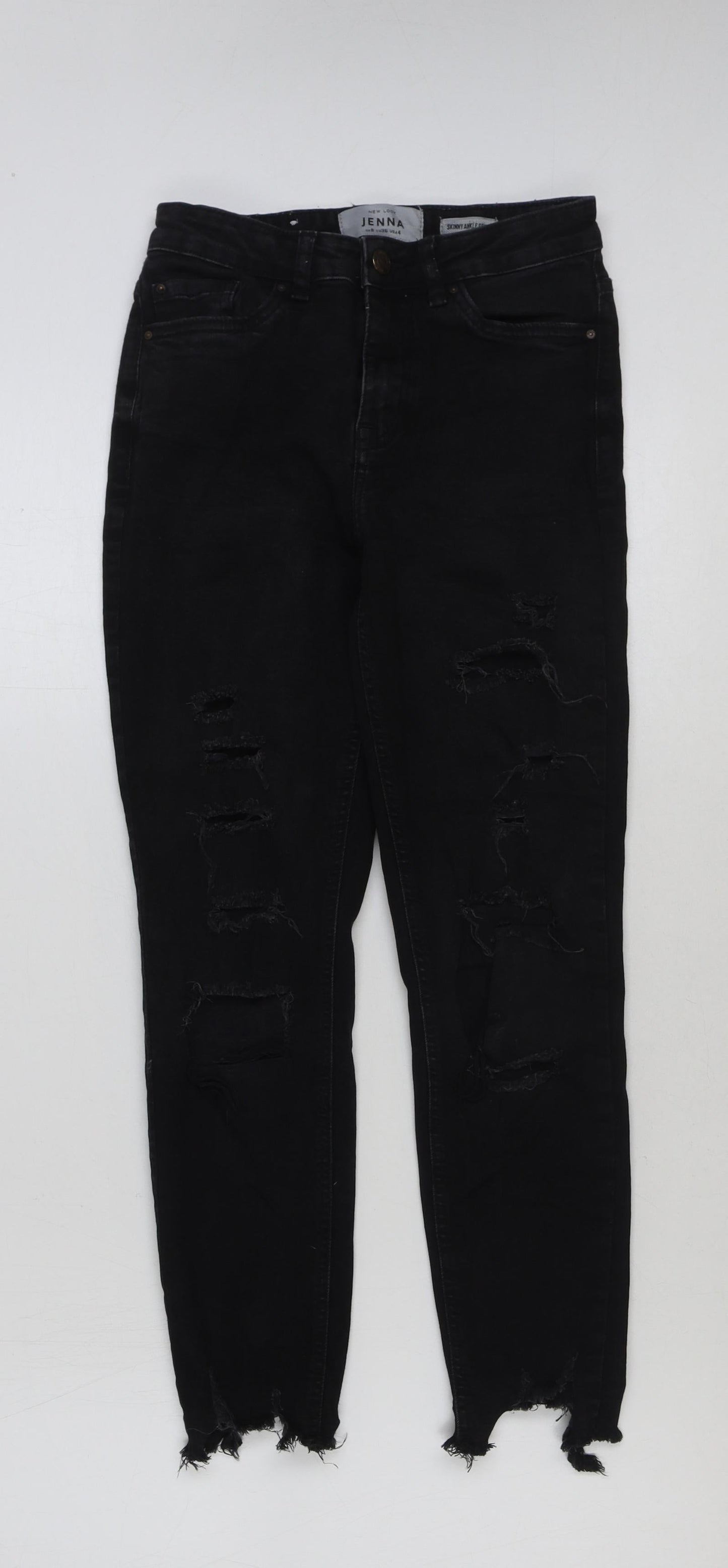 New Look Womens Black Cotton Skinny Jeans Size 8 L25 in Regular Button