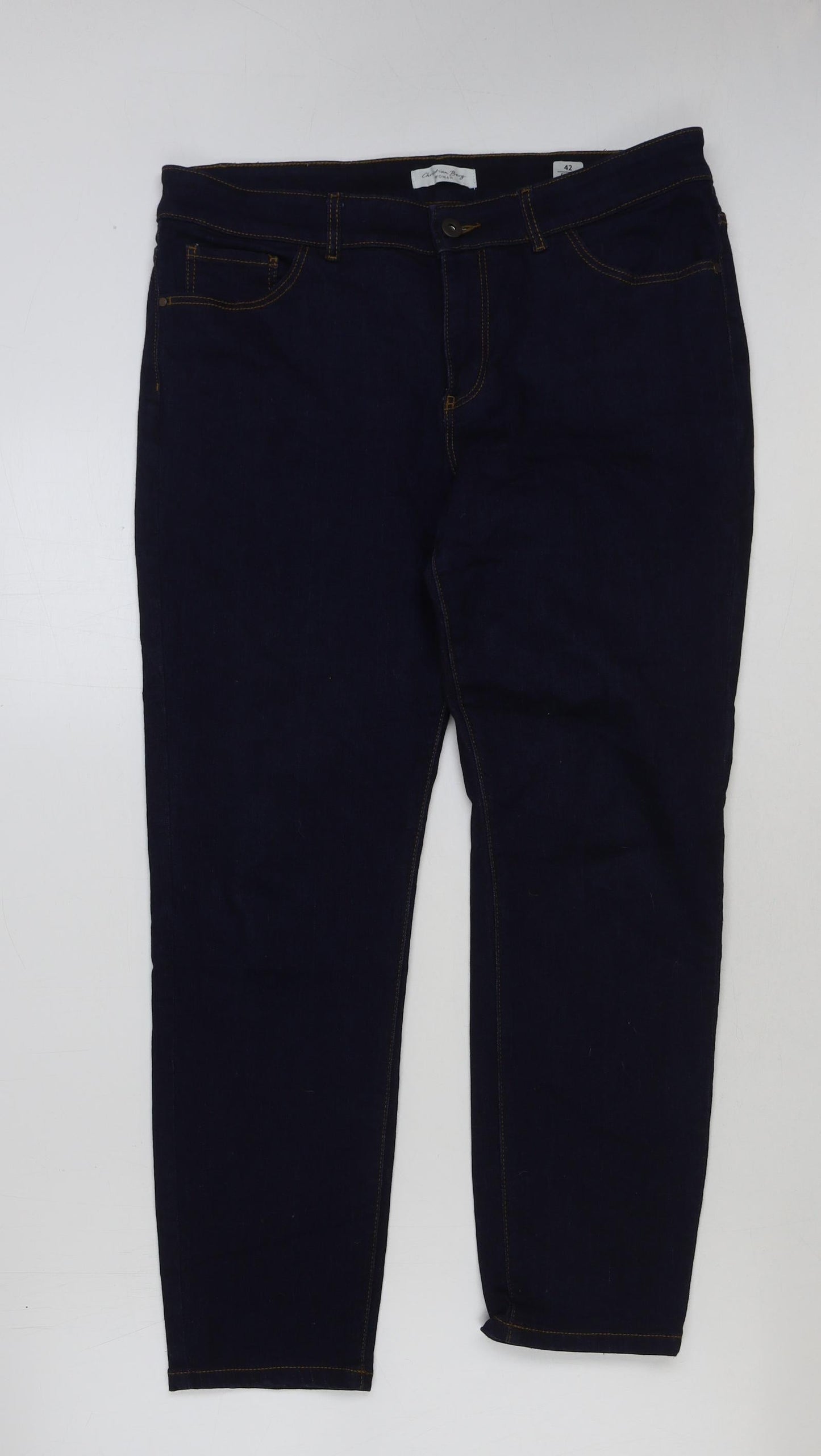 Christian Berg Womens Blue Cotton Skinny Jeans Size 14 L27 in Regular Button