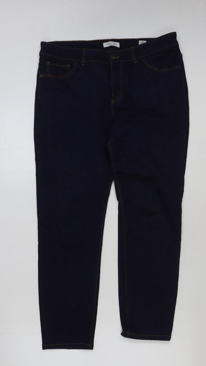 Christian Berg Womens Blue Cotton Skinny Jeans Size 14 L27 in Regular Button