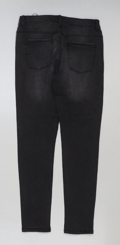 Denim & Co. Girls Grey Cotton Skinny Jeans Size 11-12 Years Regular Button