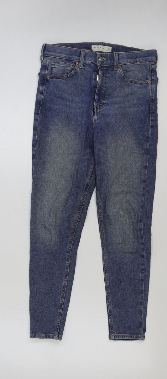 Topshop Womens Blue Cotton Skinny Jeans Size 28 in L30 in Regular Button