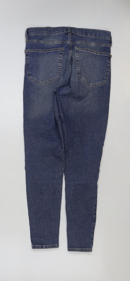 Topshop Womens Blue Cotton Skinny Jeans Size 28 in L30 in Regular Button