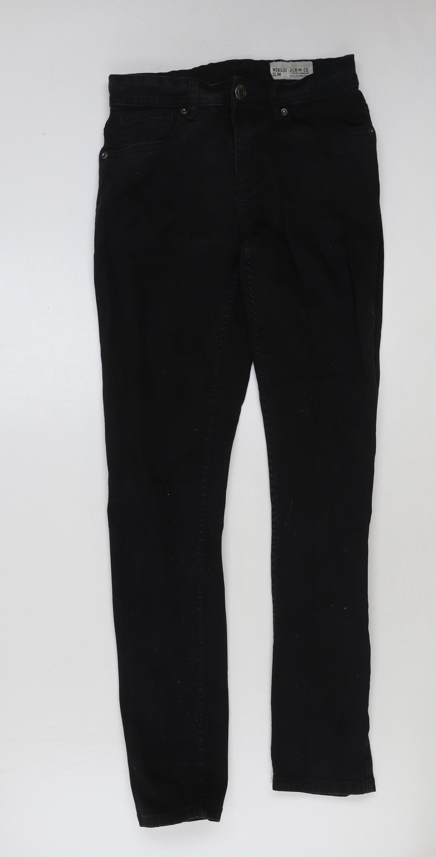 Denim & Co. Mens Black Cotton Skinny Jeans Size 28 in L32 in Regular Button