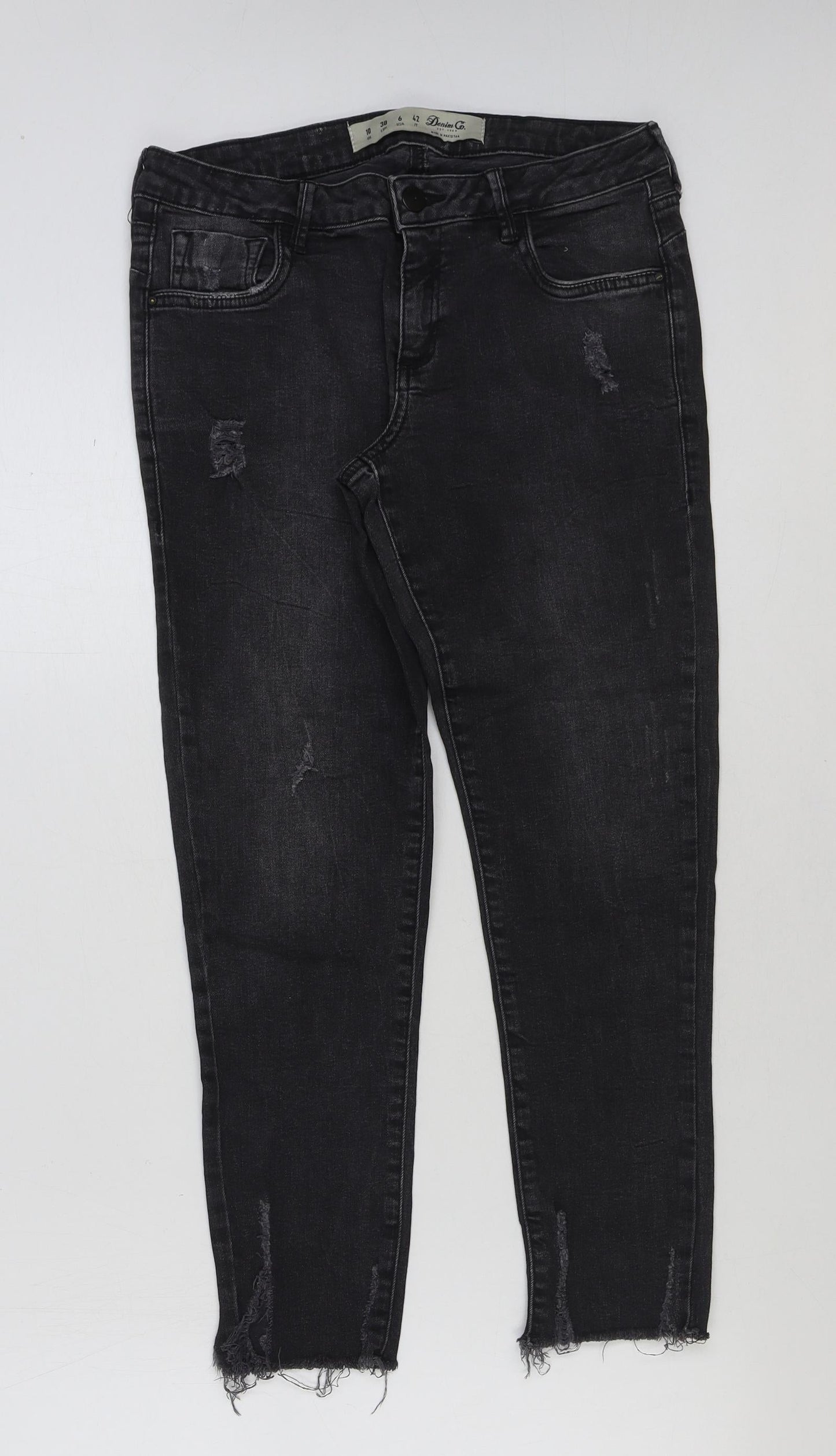 Denim & Co. Womens Grey Cotton Skinny Jeans Size 10 L25 in Regular Button