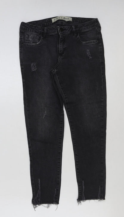 Denim & Co. Womens Grey Cotton Skinny Jeans Size 10 L25 in Regular Button