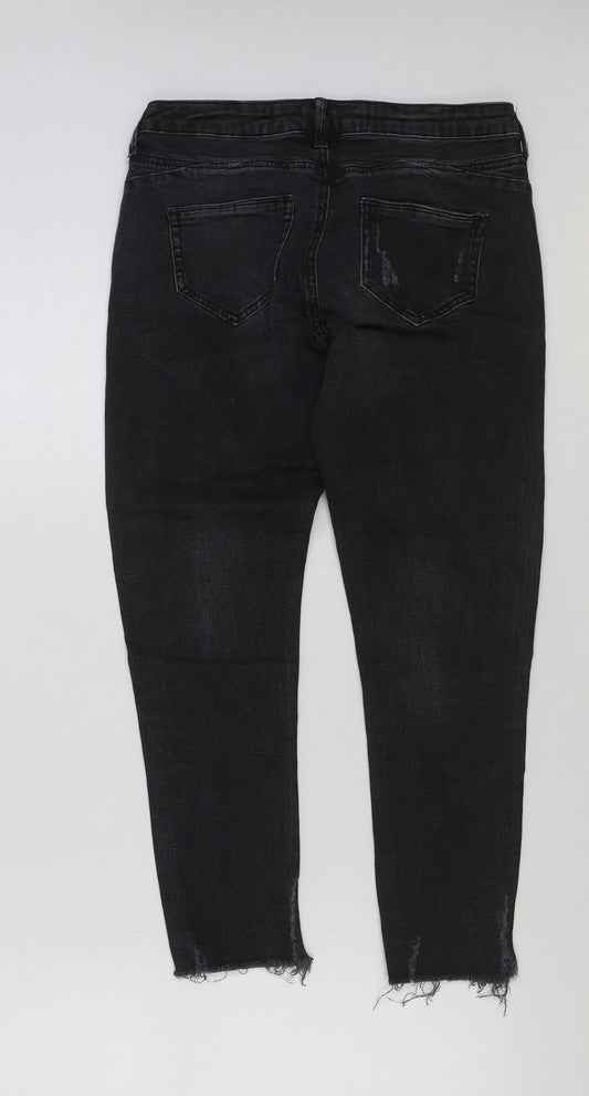 Denim & Co. Womens Grey Cotton Skinny Jeans Size 10 L25 in Regular Button