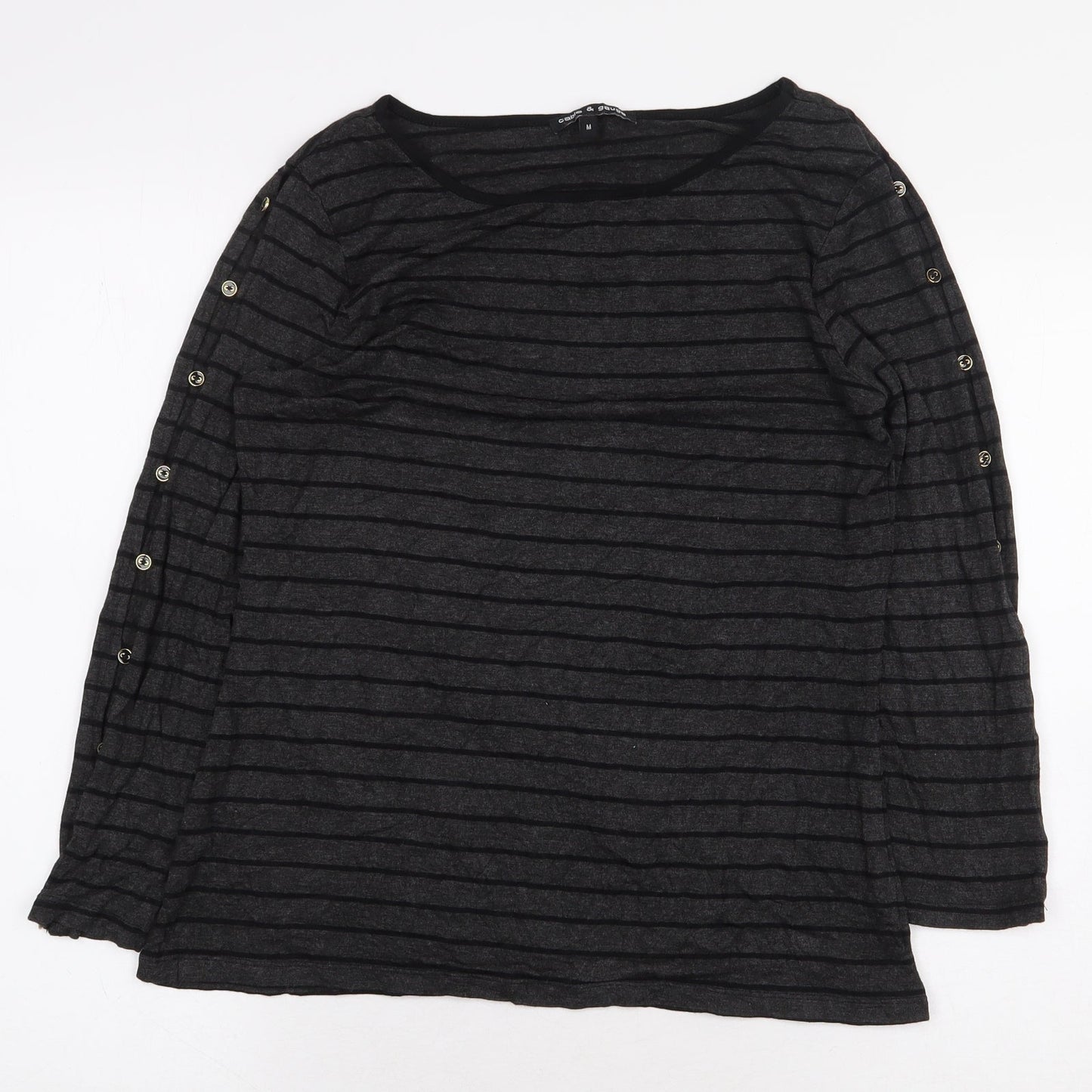 Womens UK Size M Cable & Gauge Grey Basic T-Shirt
