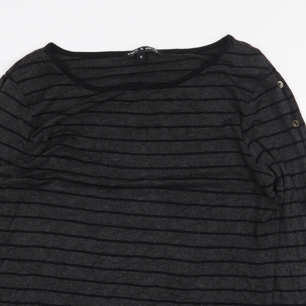 Womens UK Size M Cable & Gauge Grey Basic T-Shirt