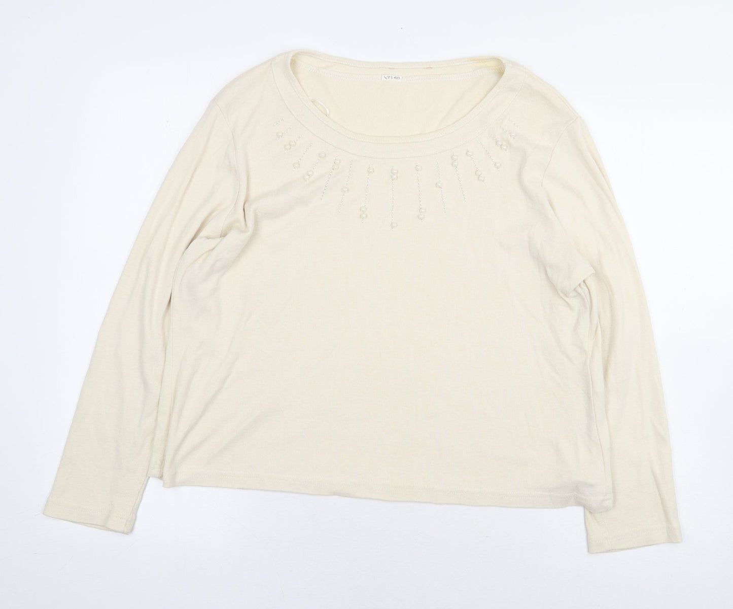 Preworn Womens Yellow Cotton Pullover Sweatshirt Size XL Pullover - Pearl Detail