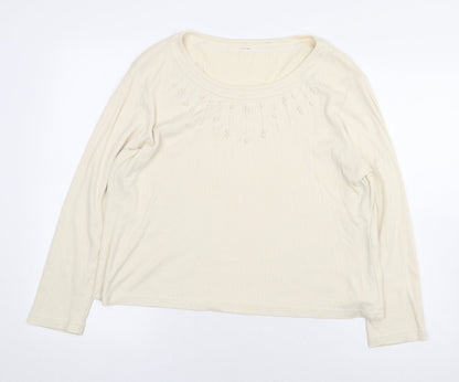 Preworn Womens Yellow Cotton Pullover Sweatshirt Size XL Pullover - Pearl Detail