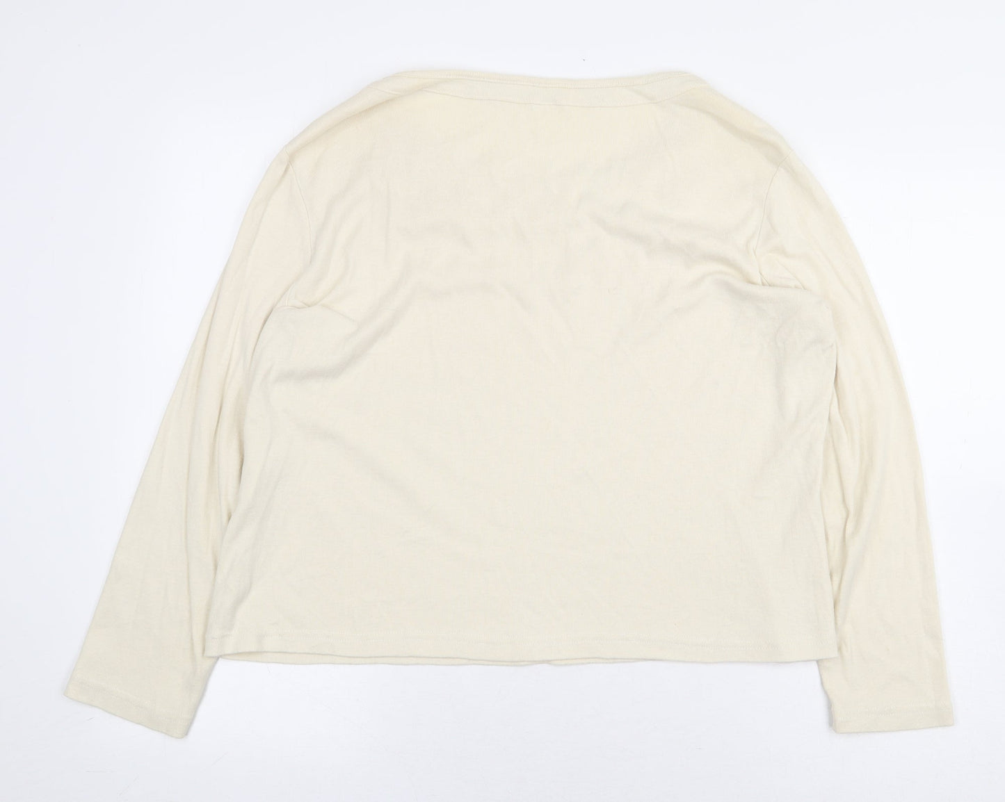 Preworn Womens Yellow Cotton Pullover Sweatshirt Size XL Pullover - Pearl Detail