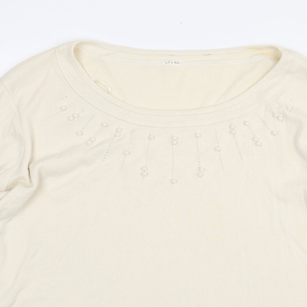 Preworn Womens Yellow Cotton Pullover Sweatshirt Size XL Pullover - Pearl Detail