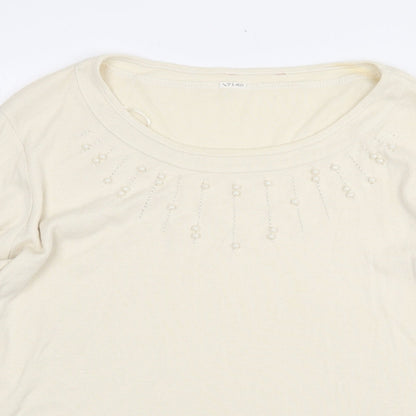 Preworn Womens Yellow Cotton Pullover Sweatshirt Size XL Pullover - Pearl Detail