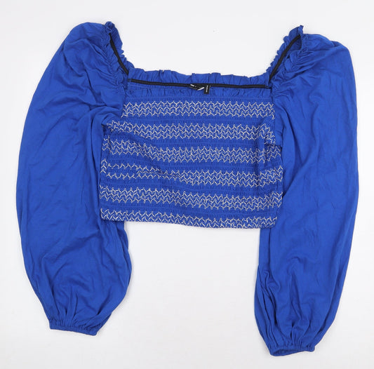 Womens UK Size 16 ASOS Blue Cropped Blouse
