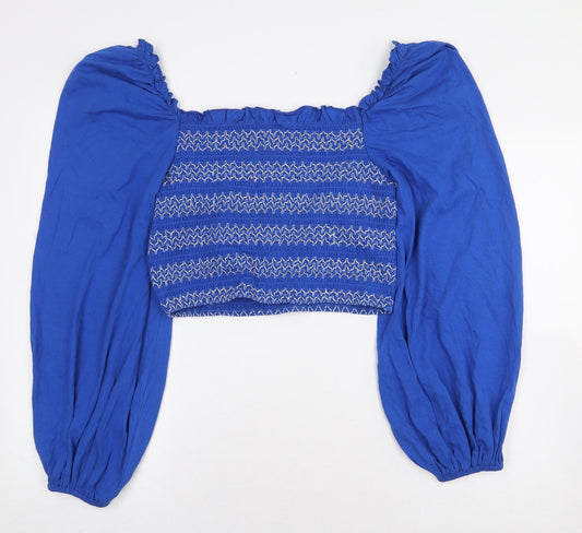 Womens UK Size 16 ASOS Blue Cropped Blouse