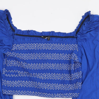 Womens UK Size 16 ASOS Blue Cropped Blouse