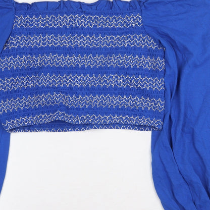 Womens UK Size 16 ASOS Blue Cropped Blouse