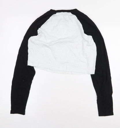 Primark Womens White Colourblock 100% Cotton Cropped T-Shirt Size S Round Neck - Los Angeles