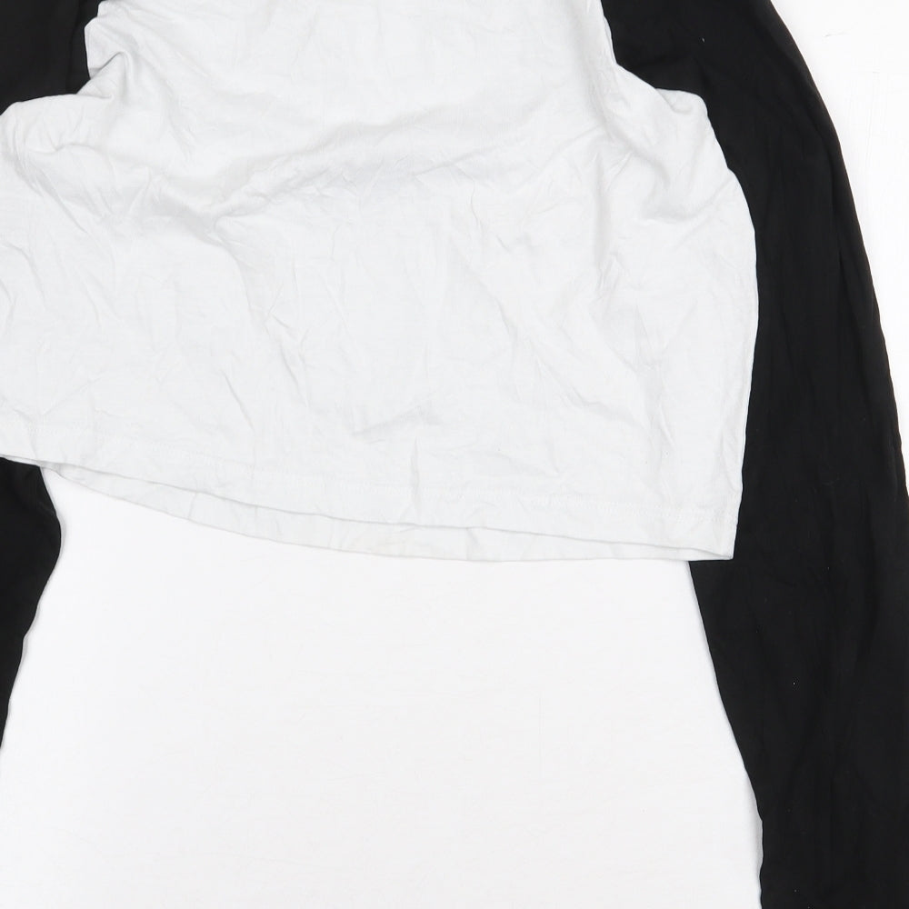 Primark Womens White Colourblock 100% Cotton Cropped T-Shirt Size S Round Neck - Los Angeles