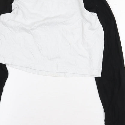 Primark Womens White Colourblock 100% Cotton Cropped T-Shirt Size S Round Neck - Los Angeles