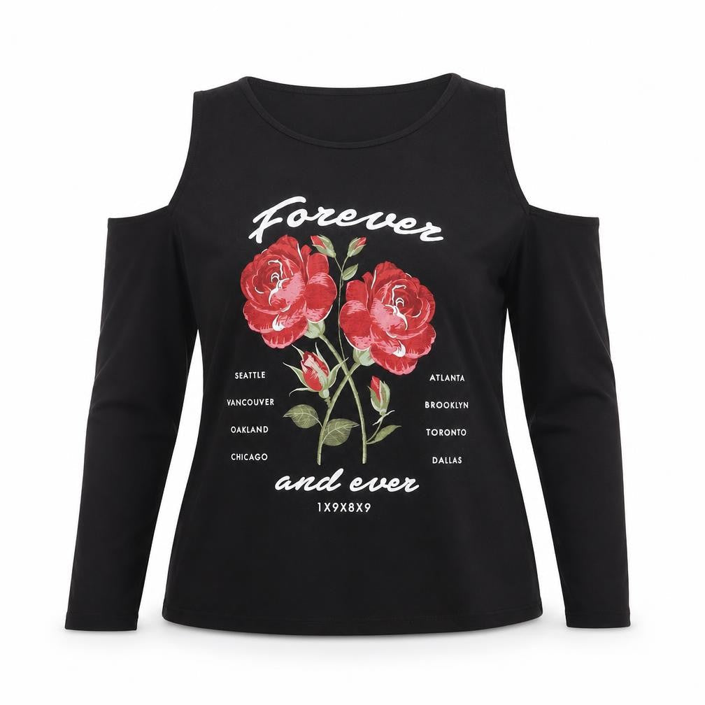 Atmosphere Womens Black Polyester Basic T-Shirt Size 10 Round Neck - Cold Shoulder