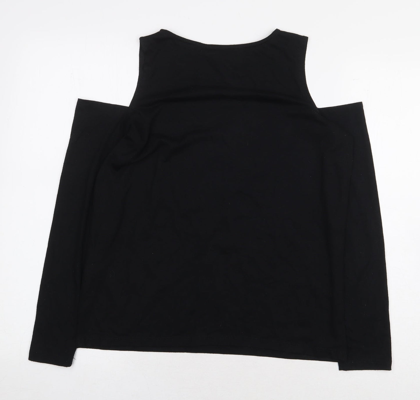 Atmosphere Womens Black Polyester Basic T-Shirt Size 10 Round Neck - Cold Shoulder
