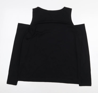 Atmosphere Womens Black Polyester Basic T-Shirt Size 10 Round Neck - Cold Shoulder