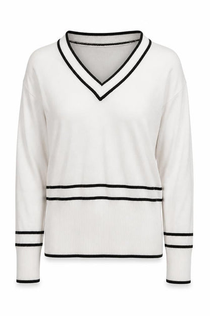 HIJKLM Womens White Cotton Pullover Sweatshirt Size M Pullover - Ribbed detailing