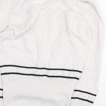 HIJKLM Womens White Cotton Pullover Sweatshirt Size M Pullover - Ribbed detailing