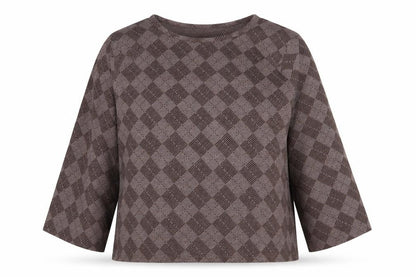 Alexara Womens Brown Geometric Polyester Pullover Sweatshirt Size 18 Pullover