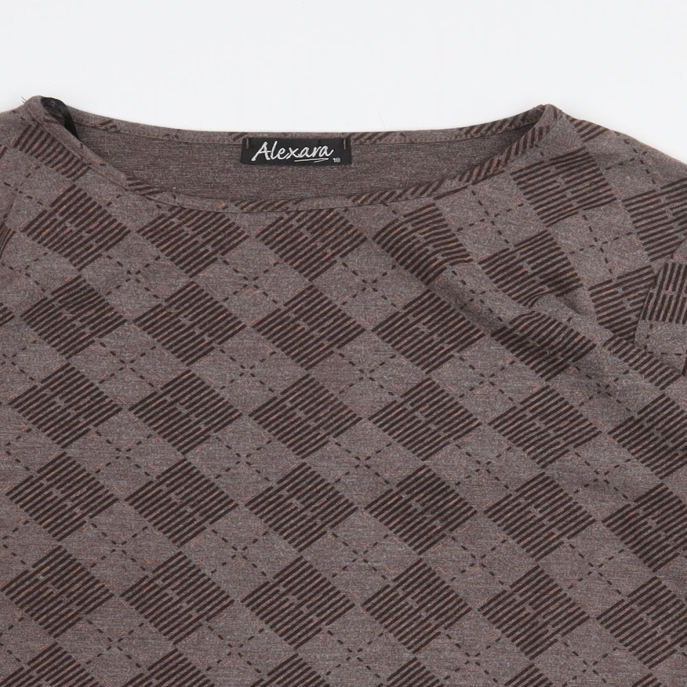 Alexara Womens Brown Geometric Polyester Pullover Sweatshirt Size 18 Pullover