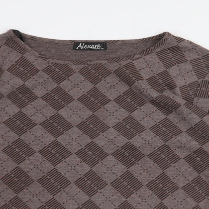 Alexara Womens Brown Geometric Polyester Pullover Sweatshirt Size 18 Pullover