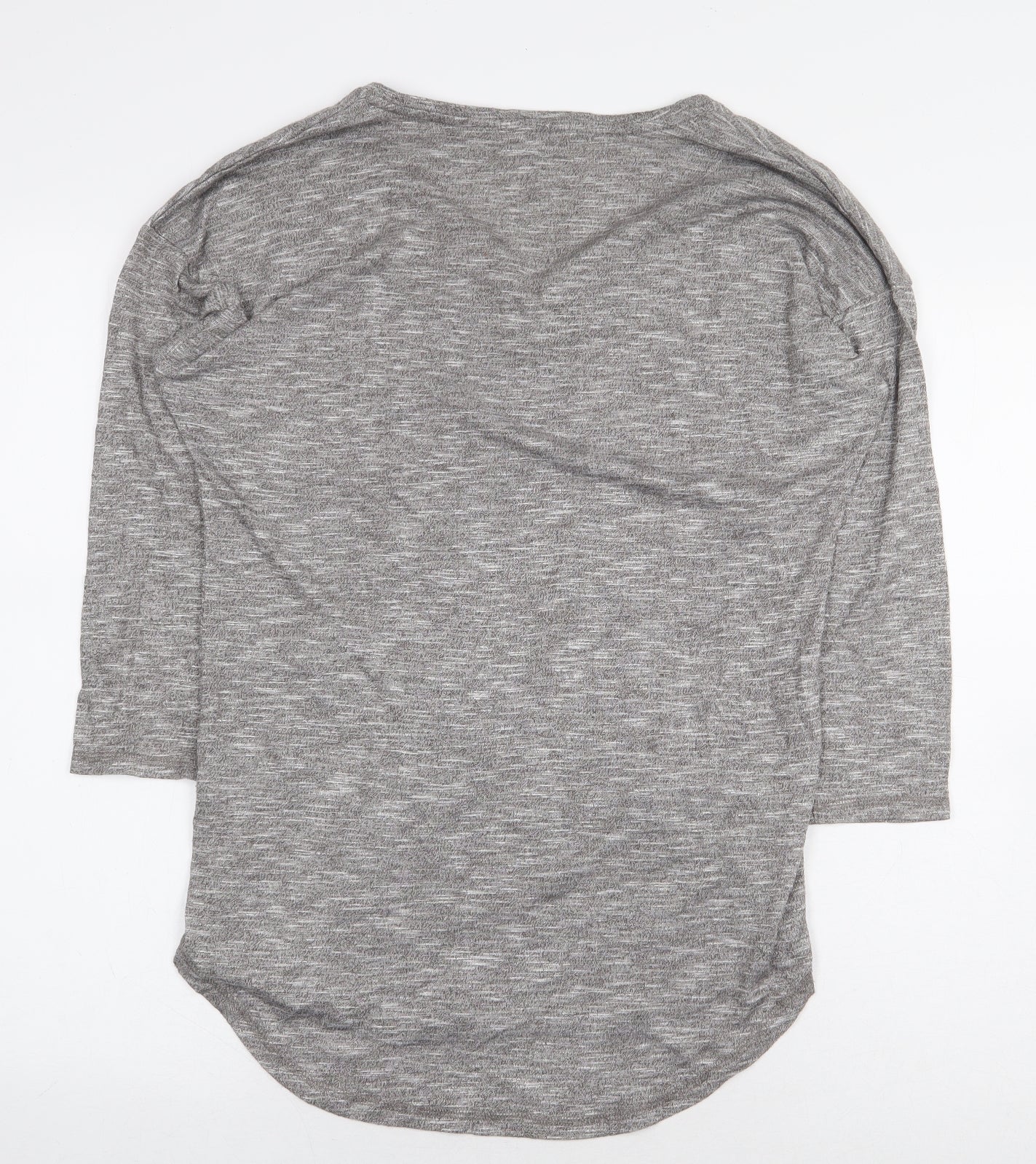 Papaya Womens Grey Viscose Basic T-Shirt Size 10 V-Neck