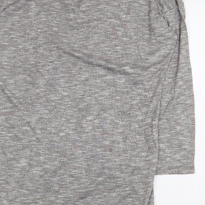Papaya Womens Grey Viscose Basic T-Shirt Size 10 V-Neck