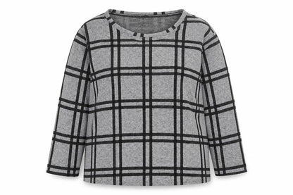 TU Womens Grey Check Polyester Pullover Sweatshirt Size 18 Pullover